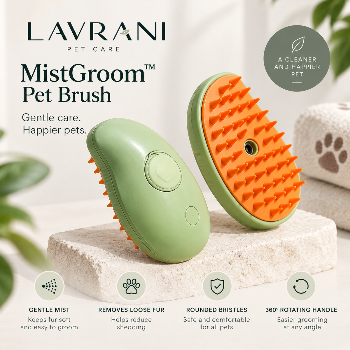 MistGroom™ Pet Grooming Brush