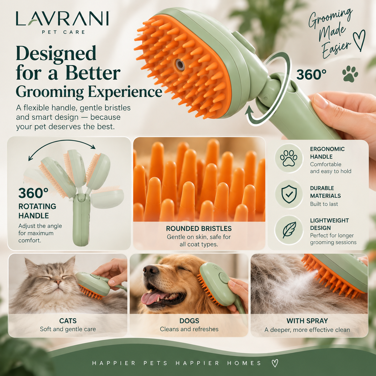 MistGroom™ Pet Grooming Brush